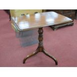 XIX Century Mahogany Pedestal Table, having curved corners to rectangular snap top, on turned