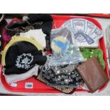 Sequin and Beadwork Evening Bags, Art Deco compact, scissors, etc:- One Tray