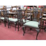 A Set of Eight Early XX Century Mahogany Dining Chairs, (two carver, six single), shaped top rail,