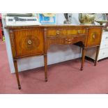 Regency Style Mahogany Serpentine Fronted Sideboard, with end cupboards flanking single over