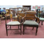 XIX Century Mahogany Carver Chair, having bar back and scroll hand rests, on turned legs,