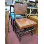 A Pair of Mahogany Dining Chairs, together with an oak single chair with leather back and seat. (3)