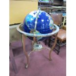 Large Terrestrial Mineral Globe, approx, 38cm diameter (damaged), in gilt metal stand having compass