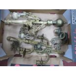 Cream Painted Metal Three Branch Ceiling Light; pair of twin wall sconces, etc:- One Box