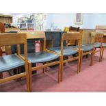 Dalescraft. Set of Six Teak Dining Chairs, circa 1970's, each with wide upper bar back on tubular