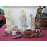 Oriental Soapstone Figures, the tallest 18cm, other items. (8)
