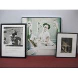 Large Print of Lady Washing Dogs in a Bath Tub, 95cm square; Liz Taylor and other print. (3)