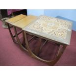 Nest of Three Teak Coffee Tables, circa 1970's in the G-Plan manner, the largest having four tiled