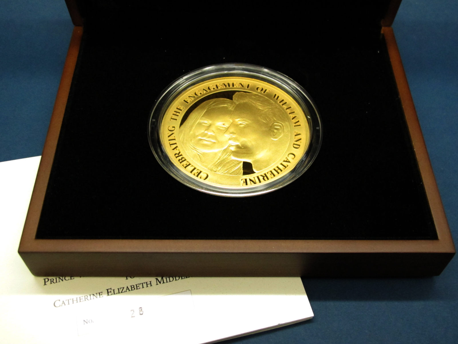 Alderney 2010 'A Royal Engagement' Ten Pounds Gold Proof 5oz Coin, certified No.28 of 30, cased.