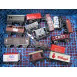 Fourteen "OO" Gauge Rolling Stock Items, by Hornby, Tri-ang including vans, open wagons, some