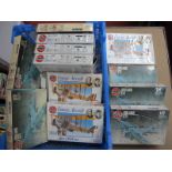 Twelve 1:72nd Scale Plastic Model Military Aircraft Kits by Airfix, including Roland CII, Airco