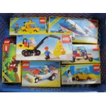 Seven Lego Sets, to include #6833 Legoland Mtron, #6673 Legoland light aircraft, #6530 Legoland
