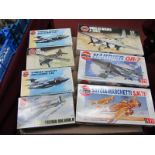 Seven Airfix 1:72nd Scale Plastic Model Military Aircraft Kits, including Harrier GR-7 Savoia-