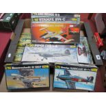 Eight Predominantly 1:72nd Scale Plastic Model Military Aircraft Kits, by Heller including Amd