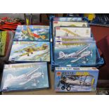 Nine 1:72nd Scale Plastic Model Military Aircraft Kits, by Airfix, Roden A Model including Hawker