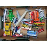 A Quantity of Diecast and Plastic Models Vehicles, by Corgi, Matchbox and other, buses and