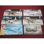 Six Airfix 1:72nd Scale Plastic Model Military Aircraft Kits, including Handley Page Hampden, Martin