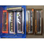 Six "OO" Scale Eight Wheel Coaches by Hornby and Mainline, all British Rail including crimson,