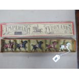 A 1900 Britains Set No. 105 'Imperial' Yeomanry', comprising five mounted figures with fixed arms,