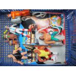 Seven Plastic Model Toy Figures, to include (circa 1980's) Ghostbusters, Can Man, Egon Spengler, WWF