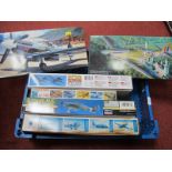 Six 1:72nd Scale Plastic Model Military Aircraft Kits, by Hasegawa, Fujimi, Academy, including