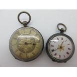 A XIX Century ladies Fob Watch, in decorative case, stamped "0.935"; together with a large fob