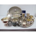 Assorted Plated Ware, including posy bowls, cased set of tots, pairs of goblets, decorative plated