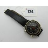 Seiko; A Sports 150 Chronograph Quartz Gent's Wristwatch, the signed black dial with three