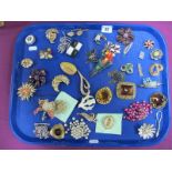 A Collection of Vintage and Later Costume Brooches, including floral, novelty, modernist style,