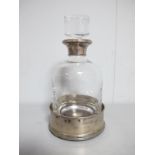 A Hallmarked Silver Mounted Plain Glass Decanter, B&Co, Birmingham 2000; together with a