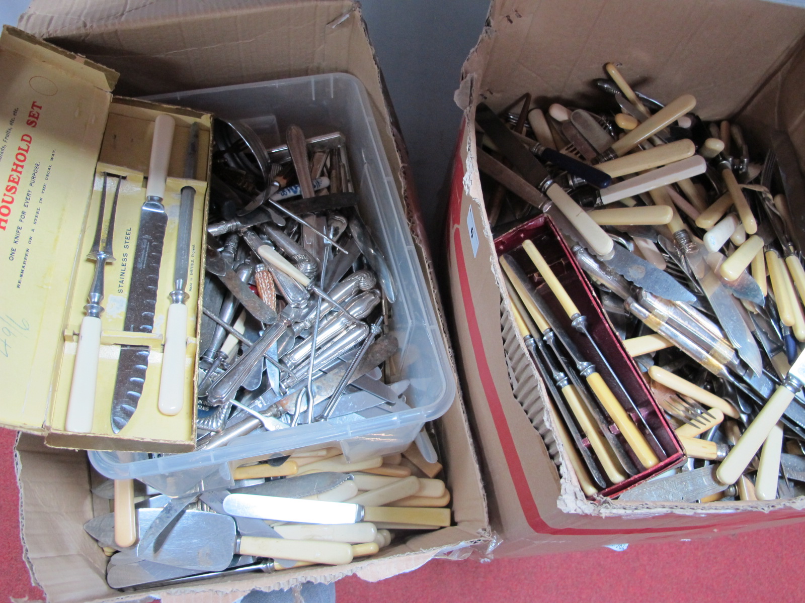 A "Granton" Household Set, in original box, a Harrison Fisher & Co. boxed set table knives, together