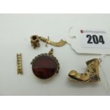 A Novelty 9ct Gold Boot Charm Pendant; A Miniature Toby Jug Charm Pendant, stamped "375"; A 9ct Gold