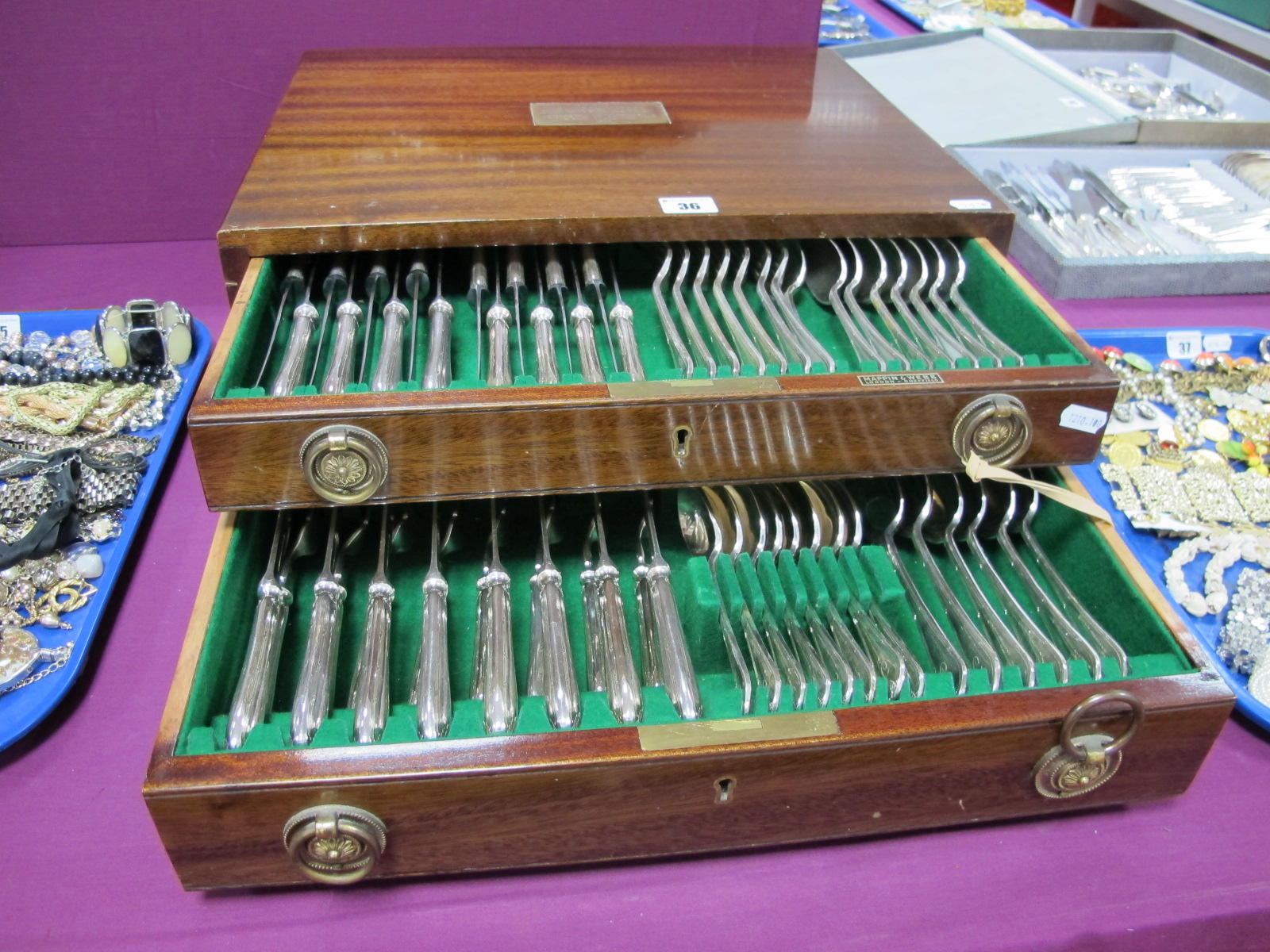 A Mappin & Webb Eight Setting Canteen of Plated Cutlery, including fish knives and forks, serving