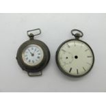 A Continental Ladies Fob Watch, with attached lugs, (no strap), stamped "0.800"; together with a