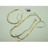 A 9ct Three Colour Gold Woven Necklace, (damages/incomplete) together with matching bracelet. (2)
