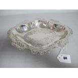 A Decorative Victorian Hallmarked Silver Dish, Birmingham 1898, of shaped design, pierced and