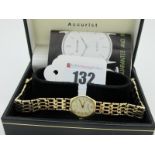 Accurist; A 9ct Gold Cased Ladies Wristwatch, the signed oval dial with line markers, to integral