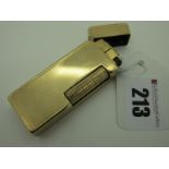Dunhill; A 9ct Gold Cased Lighter, of plain rectangular form, 6.5cm long, London 1963.