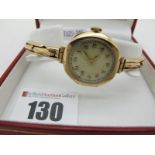 A Vintage Style 9ct Gold Cased Ladies Wristwatch, the unsigned dial with Arabic numerals, in
