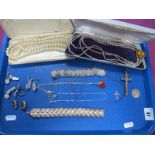 Imitation Pearl Bead Necklaces (2), including boxes, a coin style panel bracelet, a large