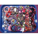 A Mixed Lot of Assorted Modern Costume Jewellery, including beads, bangles, etc:- One Tray