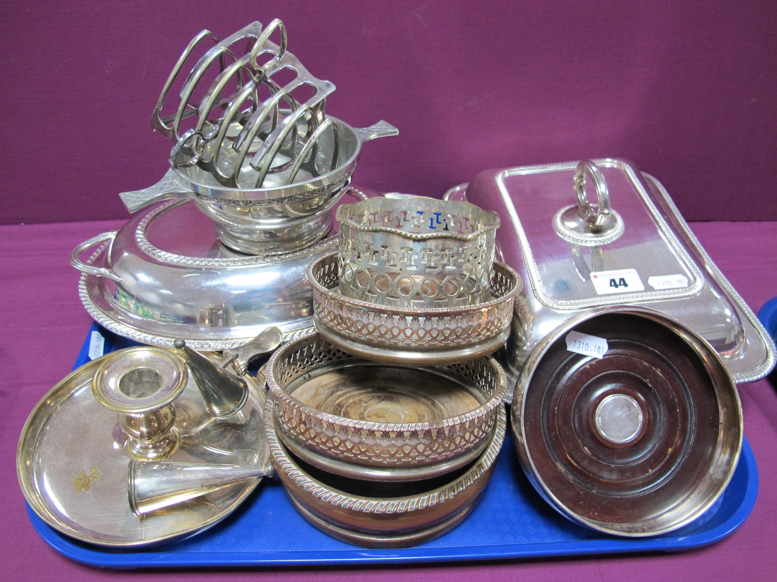 A Mixed Lot of Assorted Plated Ware, including hallmarked silver bottle coaster, bearing feature