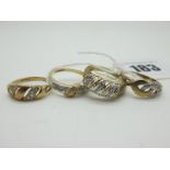 A 9ct Gold Inset Dress Ring, with rope twist details, between satin finish shoulders, stamped "015",
