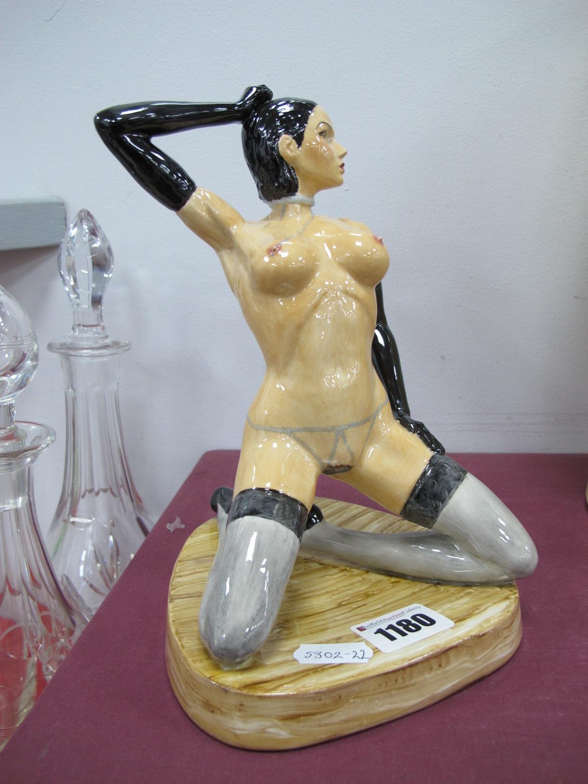 A Peggy Davies Erotic Figurine 'Megan', an artists original colourway 1/1 by Victoria Bourne, 12.5cm