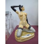 A Peggy Davies Erotic Figurine 'Megan', an artists original colourway 1/1 by Victoria Bourne, 12.5cm