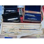 Quantity of Compasses, steel rods, boxes noted:- One Tray