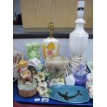 Past Times and Italian Table Lamps, clocks, Caithness vase, etc:- One Tray