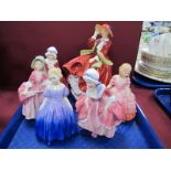 Royal Doulton Figurine 'Top O' the Hill', HN 1834, and five smaller Doulton figurines 'Goody Two