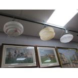 Three 1930's Mottled Glass Ceiling Lights.