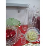 Vaseline Glass Dishes and Plates, French moulded glass bowl, cut glassware, decanters, Art Deco oval